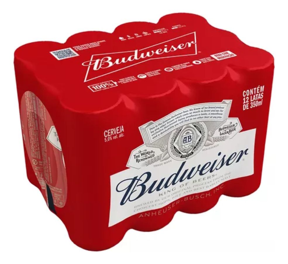 Pack com 12 latas de Budweiser de 350ml